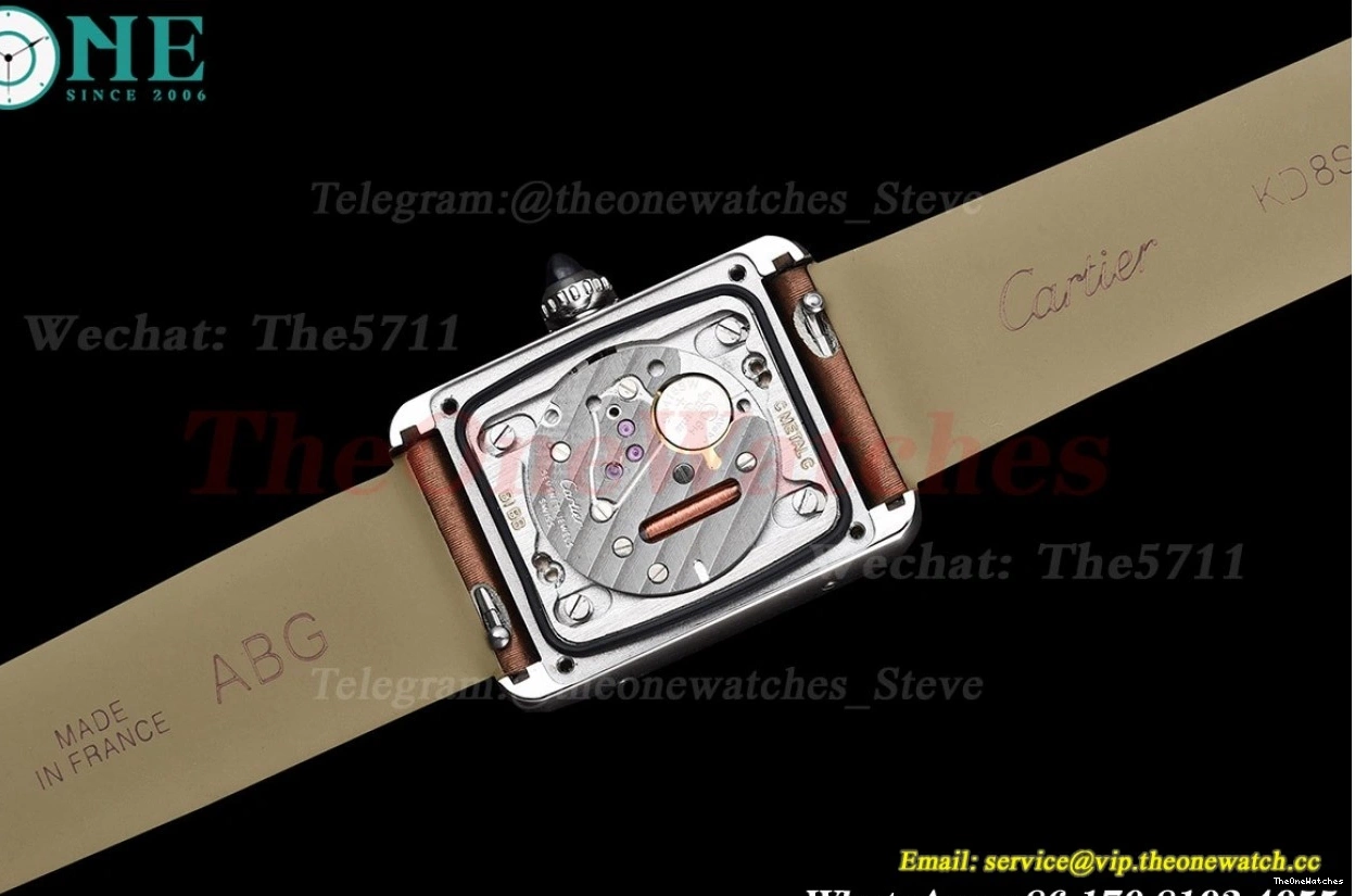 On Must Quartz Strap Satin Bezel Diamond Small Tank Brown K11F 0318
